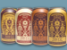Four distinct Firefly Brew kombucha cans with colorful designs