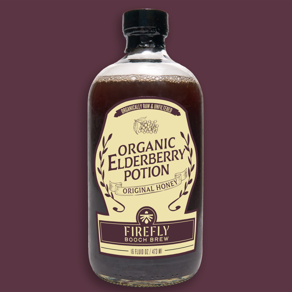 Bottle of Firefly Brew Organic Elderberry Potion