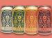 Four Firefly Brew kombucha cans with colorful labels on a pink background.